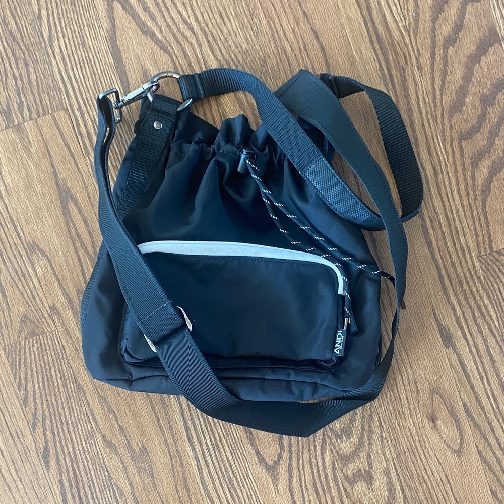 Black Crossbody Bag with White Accents